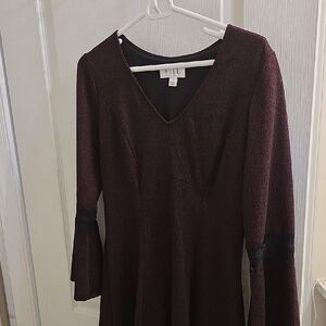 Elle Women's Burgundy Long Sleeve Dress